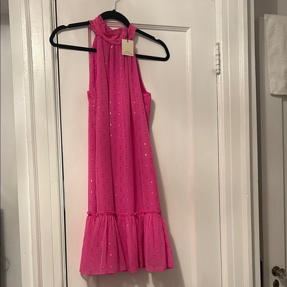 Trina Turk Pink Ruffled Halter Sundress